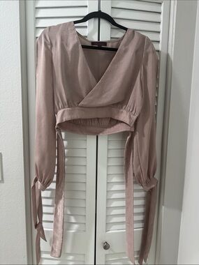 Blush Wrap Crop Blouse